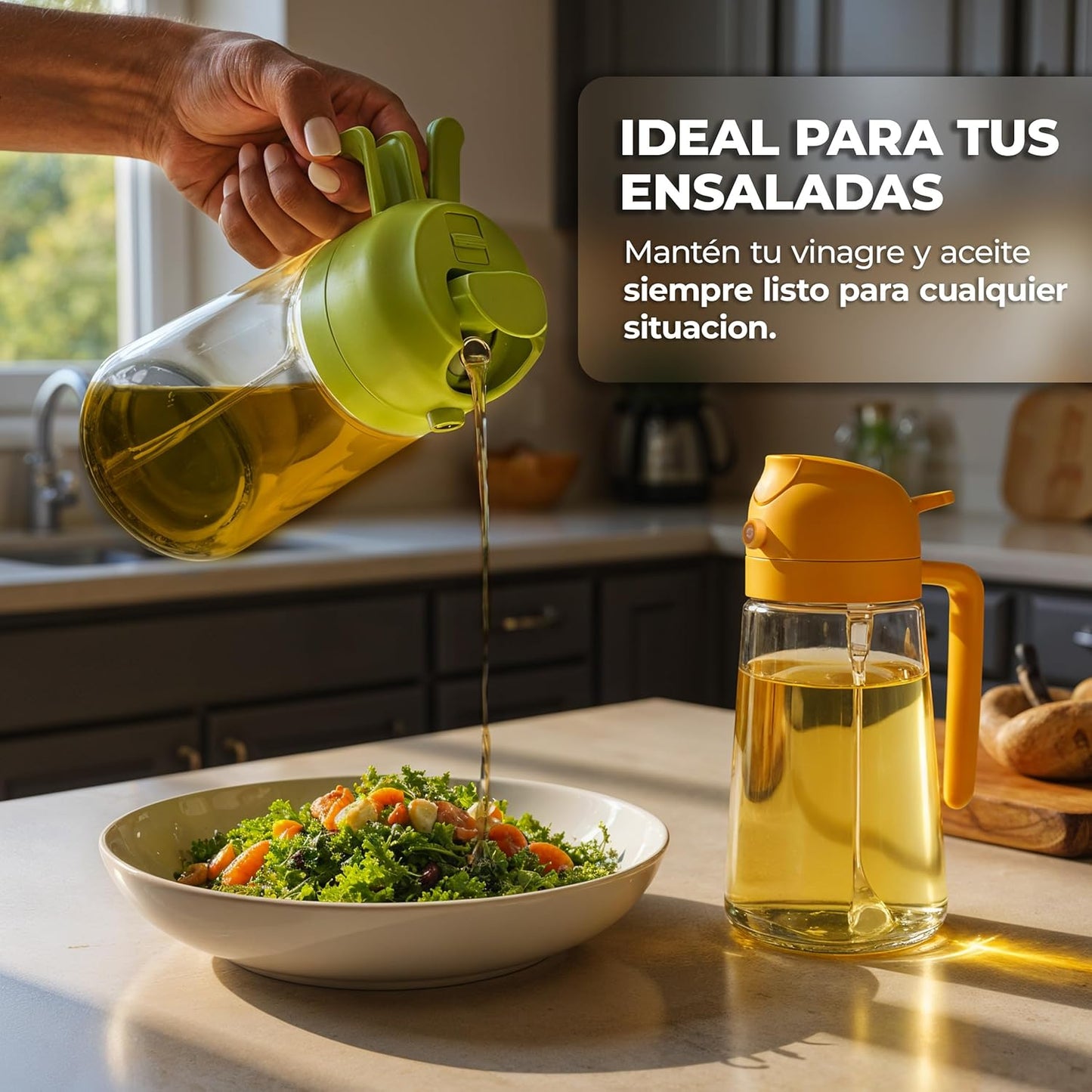 OILMATE - ACEITERA DE VIDRIO CON ATOMIZADOR 2 EN 1 + ENVÍO GRATIS