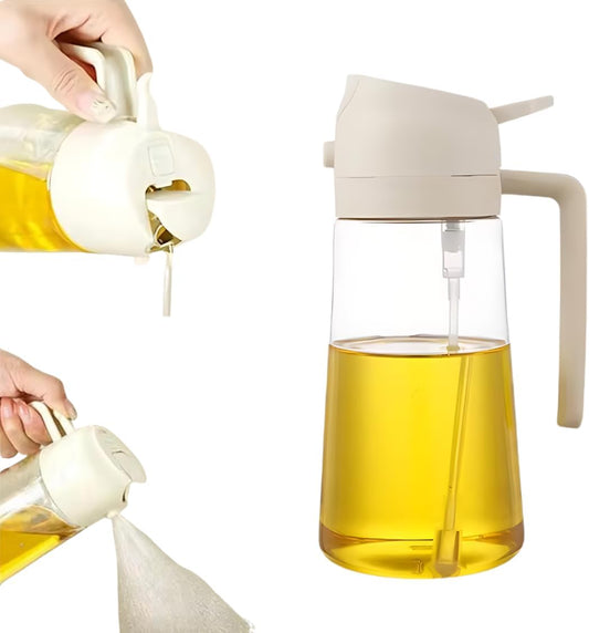 ACEITERA DE VIDRIO CON ATOMIZADOR SIN DERRAMES 2 EN 1 + ENVÍO GRATIS