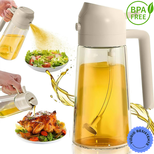 OILMATE - ACEITERA DE VIDRIO CON ATOMIZADOR 2 EN 1 + ENVÍO GRATIS